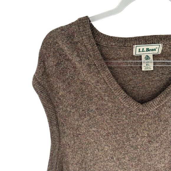 LL Bean Sweater Vest Mens XL Brown Lambswool Scotland Vintage Grandpa Academia - Picture 5 of 12